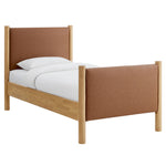 Maven Twin vegan leather platform bed in Tan Oak