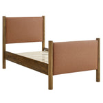 Maven Twin vegan leather platform bed in Tan Walnut