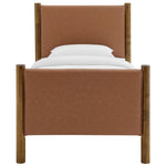 Maven Twin vegan leather platform bed in Tan Walnut