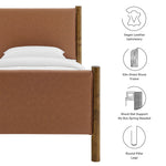 Maven Twin vegan leather platform bed in Tan Walnut — product details