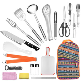 LJG 19-Piece Camping Utensil Set with Storage Bag