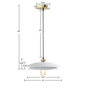 Mid-Century Modern Pendant Light – Double Disc Shade, Matte White & Gold Ceiling Base