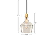 Bell Glass Pendant Light – Gold, Bronze or Silver Metal Base, Clear Glass Shade & Adjustable Cord | 9