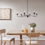 6-Light Metal Chandelier – Matte Black, 40