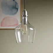 Bell Glass Pendant Light – Gold, Bronze or Silver Metal Base, Clear Glass Shade & Adjustable Cord | 9