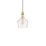 Bell Glass Pendant Light – Gold, Bronze or Silver Metal Base, Clear Glass Shade & Adjustable Cord | 9