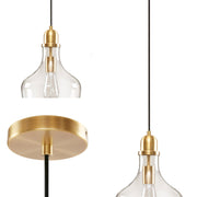 Bell Glass Pendant Light – Gold, Bronze or Silver Metal Base, Clear Glass Shade & Adjustable Cord | 9