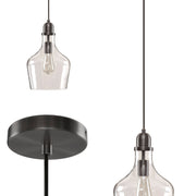 Bell Glass Pendant Light – Gold, Bronze or Silver Metal Base, Clear Glass Shade & Adjustable Cord | 9