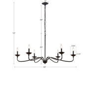 6-Light Metal Chandelier – Matte Black, 40