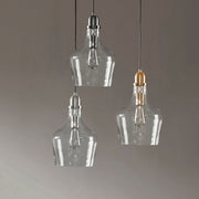 Bell Glass Pendant Light – Gold, Bronze or Silver Metal Base, Clear Glass Shade & Adjustable Cord | 9