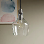 Bell Glass Pendant Light – Gold, Bronze or Silver Metal Base, Clear Glass Shade & Adjustable Cord | 9