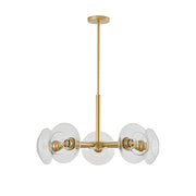 Gold Sputnik Chandelier | Mid-Century Modern Pendant Light with Clear Glass Shades for Dining Room, Living Room & Kitchen