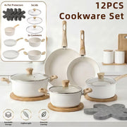 12-Piece Stainless Steel Cookware Set with Frying Pan and Saucepan