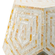 18x18x21 Hexagonal Capes Capiz Stool Cream/Yellow