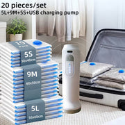 20-Piece Vacuum Storage Bag Set with Electric Air Pump