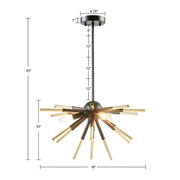 3-Light Spiked Geometric Chandelier | Matte Black & Gold Modern Ceiling Light — Semi-Flush or Hanging, Adjustable Height to 53