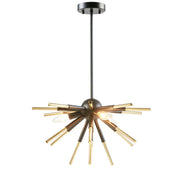 3-Light Spiked Geometric Chandelier | Matte Black & Gold Modern Ceiling Light — Semi-Flush or Hanging, Adjustable Height to 53