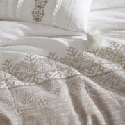 Preston 5-Piece Textured Jacquard Comforter Set with Decorative Pillows - Tan & White