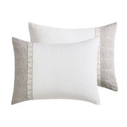 Preston 5-Piece Textured Jacquard Comforter Set with Decorative Pillows - Tan & White