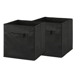 LJG Foldable Fabric Storage Bins, Set of 2 — Black