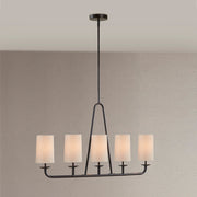 5-Light Modern Farmhouse Linear Chandelier – Drum Shades & Oil Rubbed Bronze | Kitchen Island & Dining Room