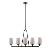 5-Light Modern Farmhouse Linear Chandelier – Drum Shades & Oil Rubbed Bronze | Kitchen Island & Dining Room