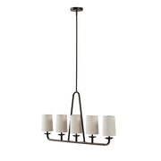 5-Light Modern Farmhouse Linear Chandelier – Drum Shades & Oil Rubbed Bronze | Kitchen Island & Dining Room