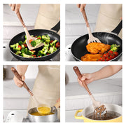10-Piece Silicone Kitchen Utensil Set with Wooden Handles
