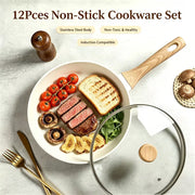 12-Piece Stainless Steel Cookware Set with Frying Pan and Saucepan