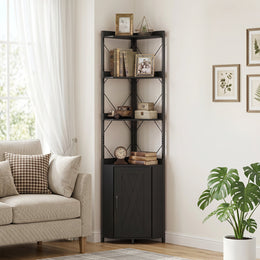 6-Tier Corner Bookshelf with Cabinet 71