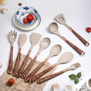 10-Piece Silicone Kitchen Utensil Set with Wooden Handles