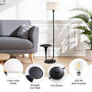 Dimmable Floor Lamp with Side Table – 57.5