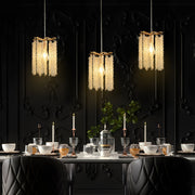 Crystal Pendant Lights Set of 3 | Luxury Waterfall Bead Design, Gold Finish Chandelier for Kitchen Island
