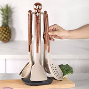 10-Piece Silicone Kitchen Utensil Set with Wooden Handles