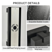 Outdoor LED Wall Sconce – Bubble Crystal Glass, 3000K Warm White & Black Aluminum | Up & Down Porch Light