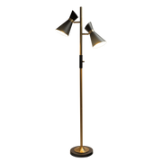 Double Spot Floor Lamp – Brushed Gold Finish, 4-Way Switch & Metal Base | Modern Reading & Accent Lighting