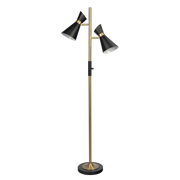 Double Spot Floor Lamp – Brushed Gold Finish, 4-Way Switch & Metal Base | Modern Reading & Accent Lighting