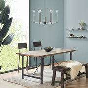 6-Light Candelabra Chandelier | Contemporary Uplight Ceiling Fixture with Polished Nickel Finish & Adjustable Height — 23