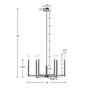6-Light Candelabra Chandelier | Contemporary Uplight Ceiling Fixture with Polished Nickel Finish & Adjustable Height — 23