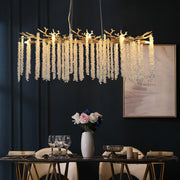 Crystal Waterfall Chandelier | 8-Light Gold Modern Ceiling Light with Cascading Crystal Strands — 24