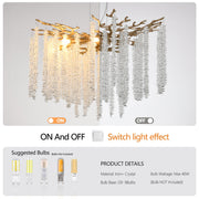 Crystal Waterfall Chandelier | 8-Light Gold Modern Ceiling Light with Cascading Crystal Strands — 24