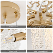 Crystal Waterfall Chandelier | 8-Light Gold Modern Ceiling Light with Cascading Crystal Strands — 24