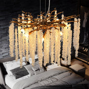 Crystal Waterfall Chandelier | 8-Light Gold Modern Ceiling Light with Cascading Crystal Strands — 24
