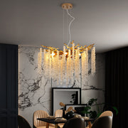 Crystal Waterfall Chandelier | 8-Light Gold Modern Ceiling Light with Cascading Crystal Strands — 24