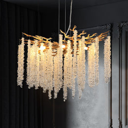 Crystal Waterfall Chandelier | 8-Light Gold Modern Ceiling Light with Cascading Crystal Strands — 24