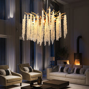 Crystal Waterfall Chandelier | 8-Light Gold Modern Ceiling Light with Cascading Crystal Strands — 24