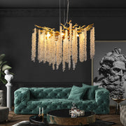 Crystal Waterfall Chandelier | 8-Light Gold Modern Ceiling Light with Cascading Crystal Strands — 24