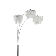 Arc Floor Lamp – Chrome Finish, Hanging Crystal Drop Shades | Modern Luxury Living Room Light