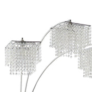 Arc Floor Lamp – Chrome Finish, Hanging Crystal Drop Shades | Modern Luxury Living Room Light