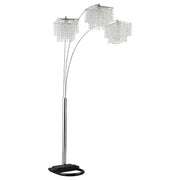 Arc Floor Lamp – Chrome Finish, Hanging Crystal Drop Shades | Modern Luxury Living Room Light